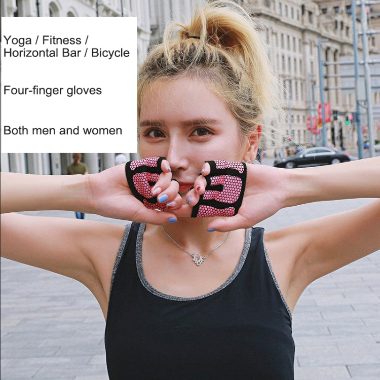 Half Finger Yoga Gloves Anti-skid Sports Gym Palm Protector, Palm Circumference: 19cm, Size: L