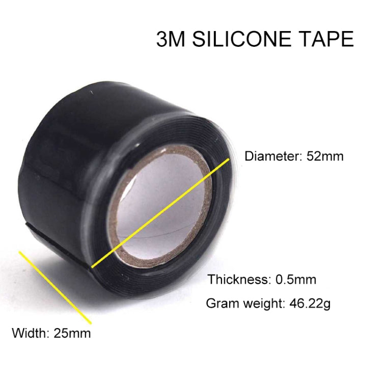 3m x 2.5cm Multi-function Waterproof High Temperature Resistance Water Pipe Wire Silicone Self-adhesive Tape