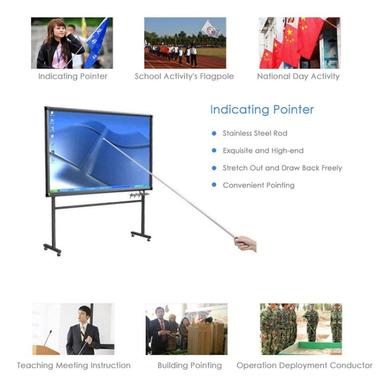 Telescopic Stainless Steel Rubber Sleeve Teaching Stick Guide Signal Flag, Random Color Delivery, 1.2M 6 Knots