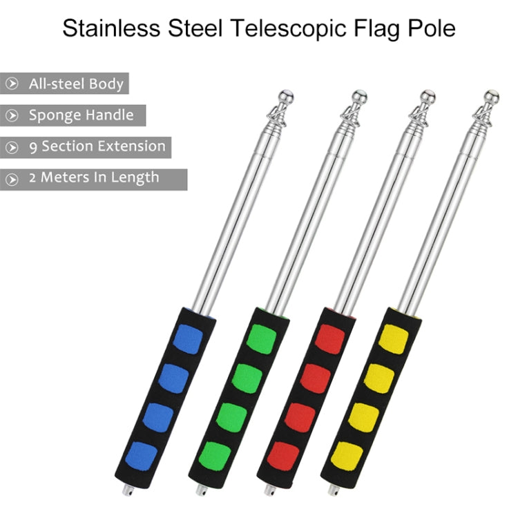 Telescopic Stainless Steel Rubber Sleeve Teaching Stick Guide Signal Flag, Random Color Delivery, 1.4M 7 Knots
