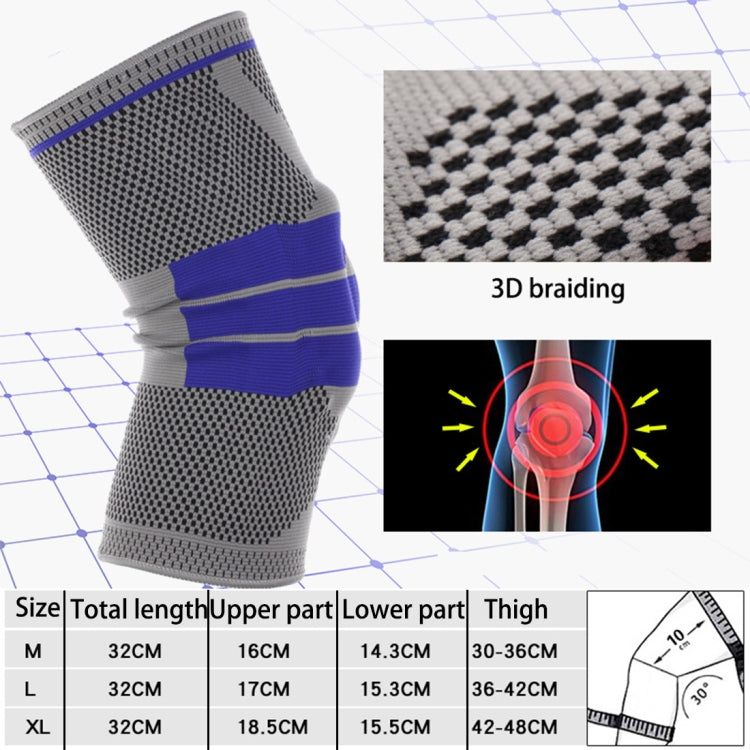 Outdoor Fitness Mountaineering Knit Protection Silicone Anti - collision Spring Support Sports Knee Protector, Size: XL