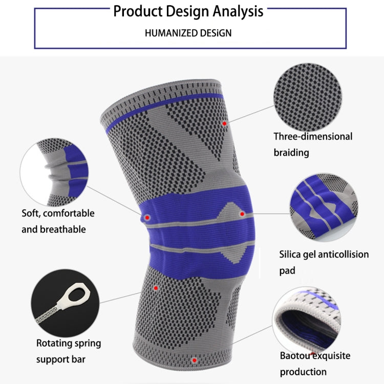 Outdoor Fitness Mountaineering Knit Protection Silicone Anti - collision Spring Support Sports Knee Protector, Size: XL