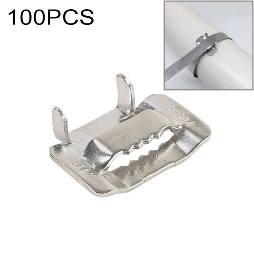100 PCS 15.88mm 304 Stainless Steel Tie Lock Type Cable Wrapped Bundle Buckle