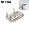 100 PCS 15.88mm 304 Stainless Steel Tie Lock Type Cable Wrapped Bundle Buckle