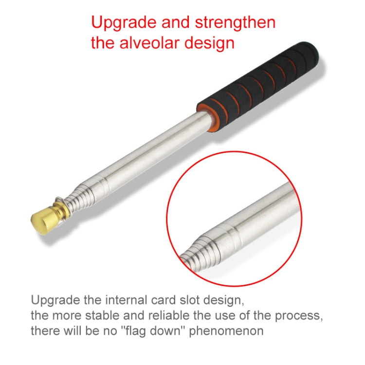 Telescopic Stainless Steel Sponge Golden Head Teaching Stick Guide Signal Flag, 1.6M 10 Knots