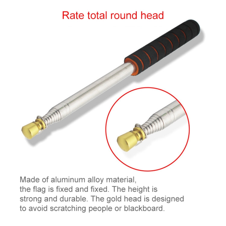 Telescopic Stainless Steel Sponge Golden Head Teaching Stick Guide Signal Flag, 1.6M 10 Knots