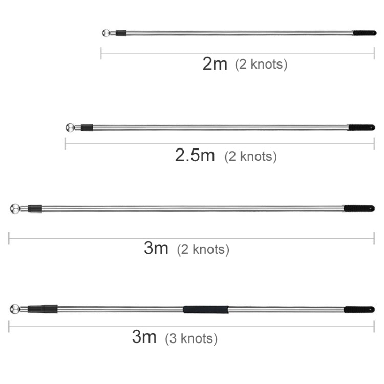 Multi-function Telescopic Stainless Steel Teaching Stick Guide Flagpole Signal Flag, 2M 2 Knots