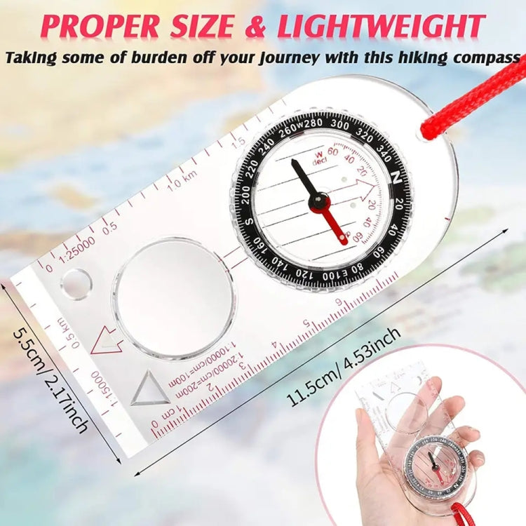 2pcs Nisa SD482 Outdoor Compass Map Scale with Magnifying Glass Multifunction — view 5