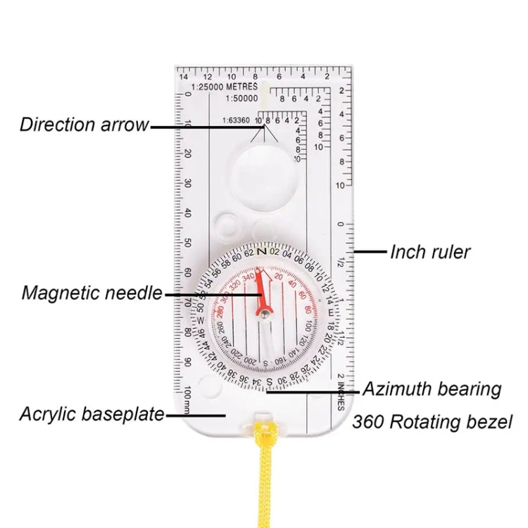 2pcs Nisa DC40-3A Outdoor Transparent Compass Map Scale