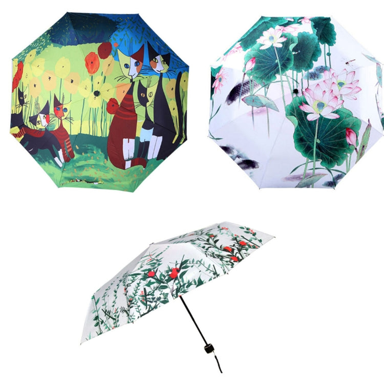 Creative Fresh Style Three Fold Silver Tape Anti Ultraviolet Sunshade Umbrella