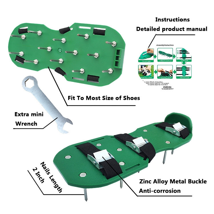Garden Lawn Garden Tools Grass Ripper Spiked Shoes with 6 Metal Buckles