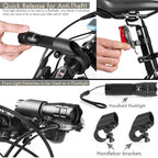 5W Mountain Bike Headlight Charging Zoom Glare Waterproof Flashlight Set (Set Two), Set Two