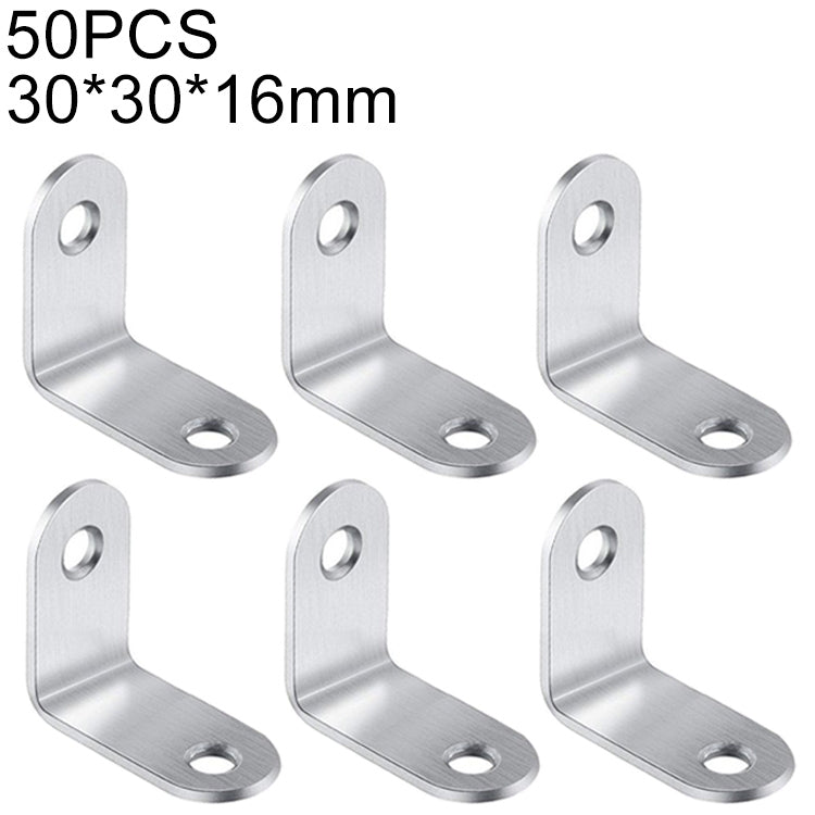 50pcs Stainless Steel 90 Degree Angle Bracket, Corner Brace Joint Bracket Fastener Furniture Cabinet Screens Wall (30mm)
