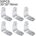 50pcs Stainless Steel 90 Degree Angle Bracket, Corner Brace Joint Bracket Fastener Furniture Cabinet Screens Wall (30mm)