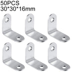 50pcs Stainless Steel 90 Degree Angle Bracket, Corner Brace Joint Bracket Fastener Furniture Cabinet Screens Wall (30mm)