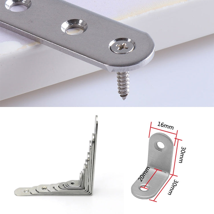 50pcs Stainless Steel 90 Degree Angle Bracket, Corner Brace Joint Bracket Fastener Furniture Cabinet Screens Wall (30mm)