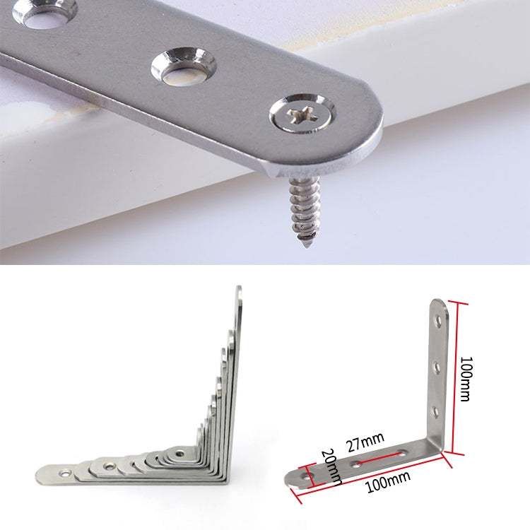 2pcs Stainless Steel 90 Degree Angle Bracket, Corner Brace Joint Bracket Fastener Furniture Cabinet Screens Wall (100mm)