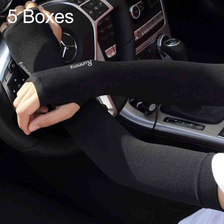 5 Boxes New Style Ice Silk Sleeves Fresh and Cool UV Protection Oversleeve, Open Fingers Style