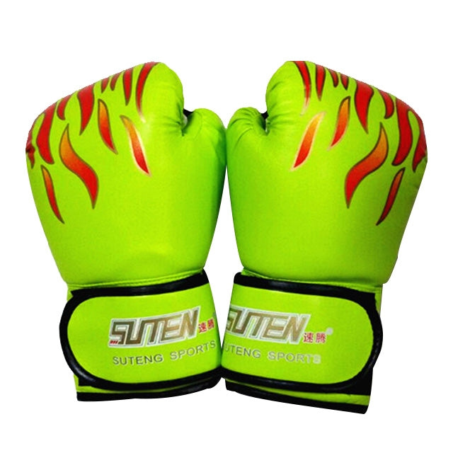 SUTENG Flame Pattern PU Leather Fitness Boxing Gloves for Adults