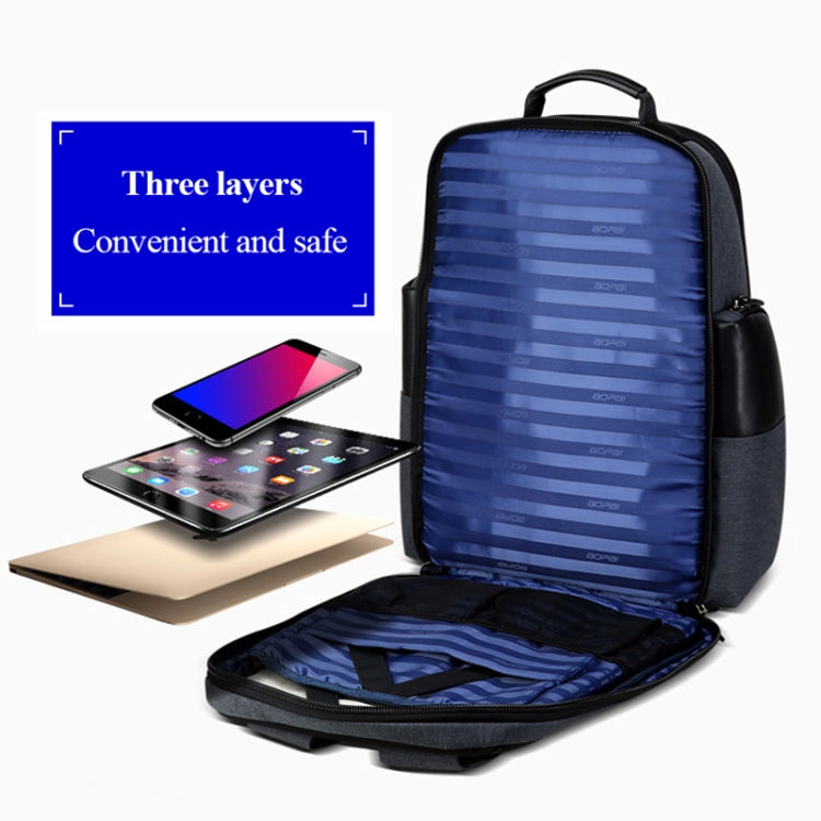 Bopai 851-014318 Fashion Outdoor Breathable Waterproof Anti-theft Three-layer Large Capacity Double Shoulder Bag, with USB Charging Port, Size: 31x17x44cm