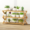 3-Layer Balcony Living Room Collapsible Solid Wood Flower Stand Potted Planting Shelves, Length: 80cm