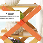 3-Layer Balcony Living Room Collapsible Solid Wood Flower Stand Potted Planting Shelves, Length: 100cm