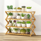 4-Layer Balcony Living Room Collapsible Solid Wood Flower Stand Potted Planting Shelves, Length: 80cm