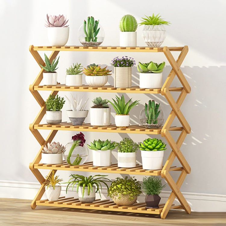 5-Layer Balcony Living Room Collapsible Solid Wood Flower Stand Potted Planting Shelves, Length: 80cm