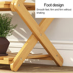 6-Layer Balcony Living Room Collapsible Solid Wood Flower Stand Potted Planting Shelves, Length: 80cm