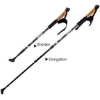 KODENOR Outdoor Mountaineering Portable Foldable Aluminium Alloy Straight Handle Alpenstocks Trekking Poles, Length : 66-135CM