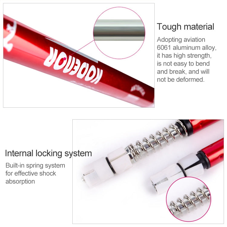 KODENOR Outdoor Mountaineering Portable Foldable Aluminium Alloy Straight Handle Alpenstocks Trekking Poles, Length : 66-135CM