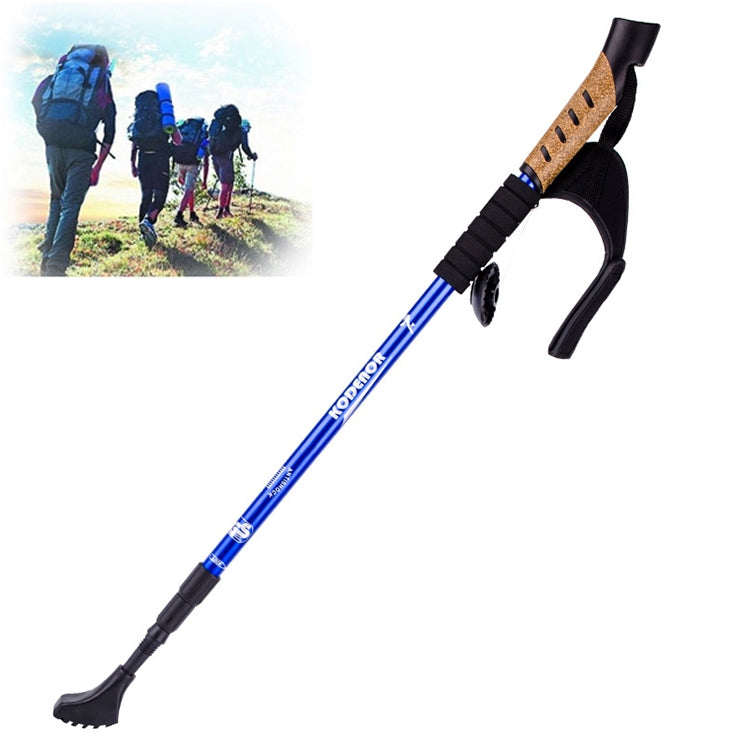 KODENOR Outdoor Mountaineering Portable Foldable Aluminium Alloy Straight Handle Alpenstocks Trekking Poles, Length : 66-135CM — Blue