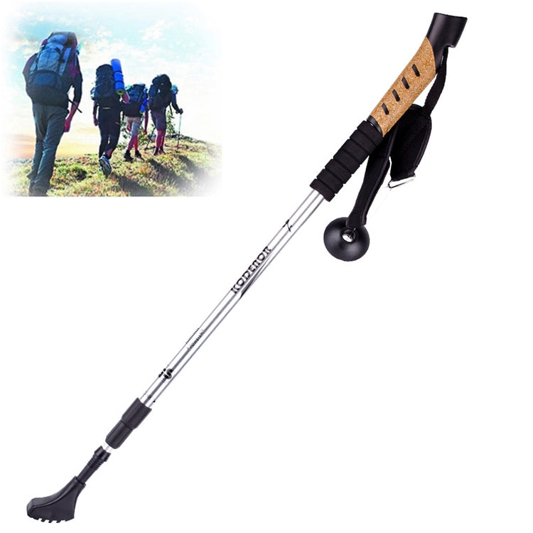 KODENOR Outdoor Mountaineering Portable Foldable Aluminium Alloy Straight Handle Alpenstocks Trekking Poles, Length : 66-135CM — Silver