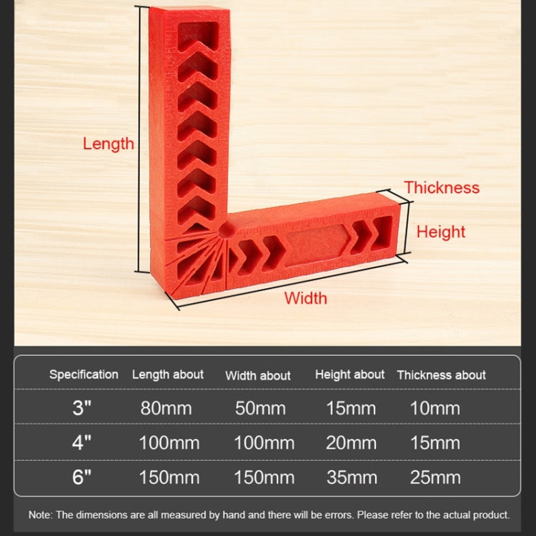 Plastic 90 Degree Woodworking Auxiliary Positioner Square Ruler Fixing Tool, 4 Inch