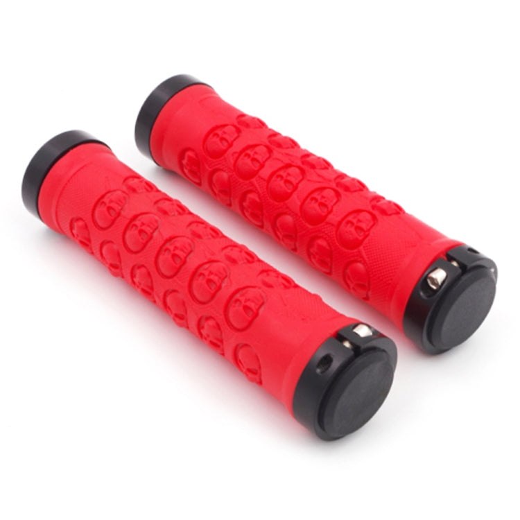 1 Pair AG23 Skull Style Bicycle MTB Bike Lock-on Rubber Handlebar Grips, AG23