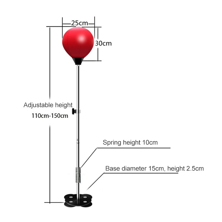 Adult Suction Cup Version Height Adjustable Vertical PU Leather Vent Ball Boxing Speed Ball Family Fitness Equipment without Gloves, without Gloves Black Red, without Gloves Red