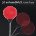 Adult Suction Cup Version Height Adjustable Vertical PU Leather Vent Ball Boxing Speed Ball Family Fitness Equipment without Gloves, without Gloves Black Red, without Gloves Red