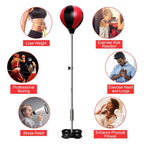 Adult Suction Cup Version Height Adjustable Vertical PU Leather Vent Ball Boxing Speed Ball Family Fitness Equipment without Gloves, without Gloves Black Red, without Gloves Red