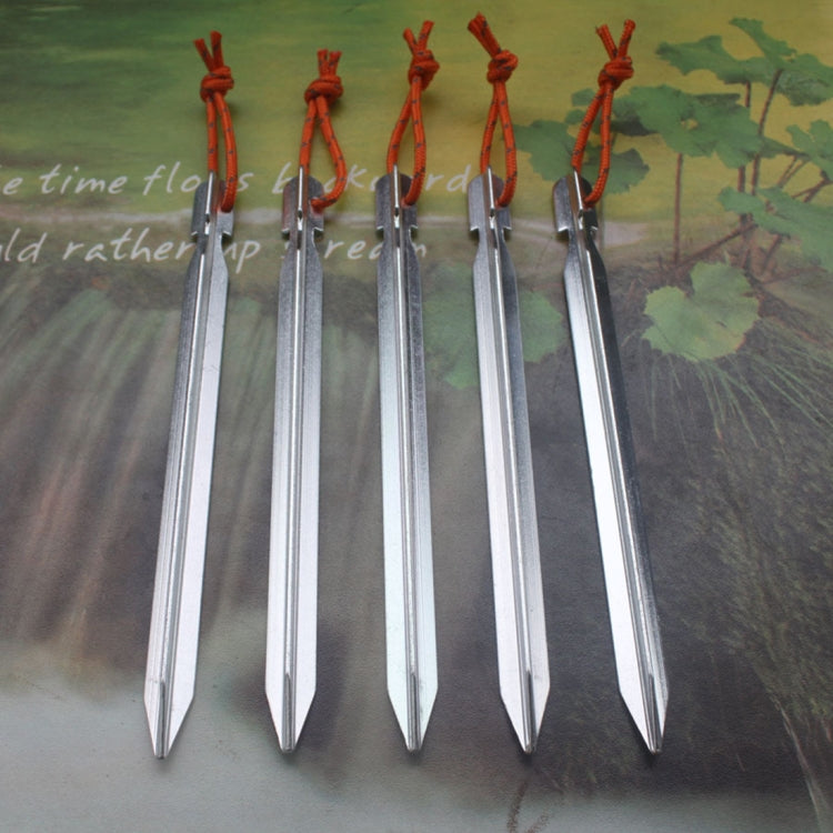 5 PCS Aluminium Alloy Tent Peg Nail Outdoor Traveling Tent Accessories with Rope, Length: 18cm