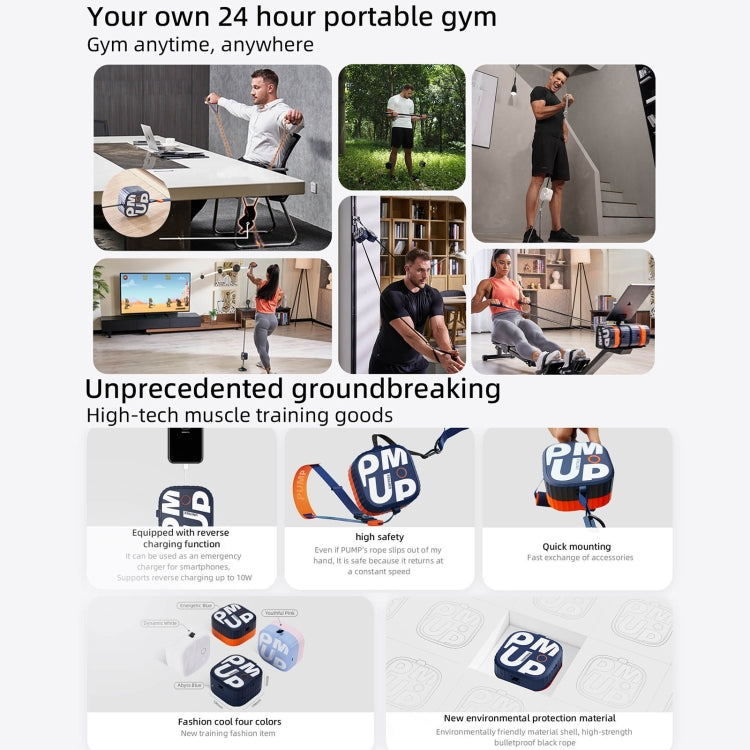 Unitree Pump Portable Home Gym Pump 4.4-44lbs Adjustable Resistance Cable Machine, Pump(Dark Blue), Pump , Pump