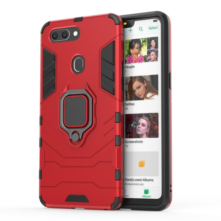 PC + TPU Shockproof Protective Case for OPPO R15, with Magnetic Ring Holder