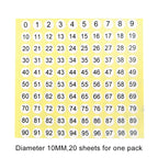 20 PCS Round Shape Number Sticker Shoe Size Label, Number 0-99