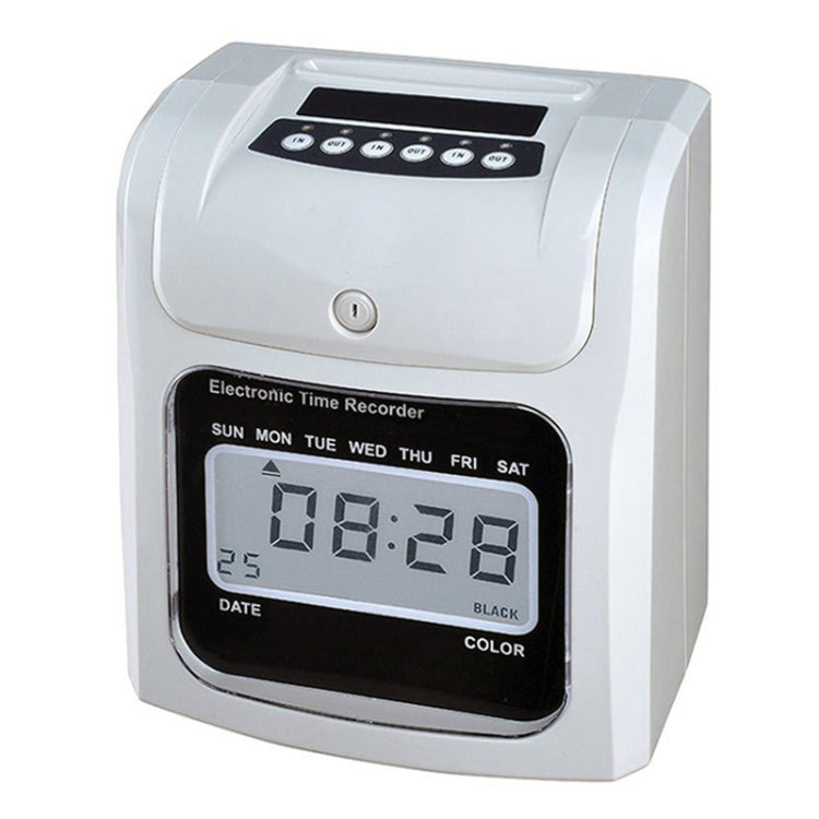 Electronic Time Clock Paper Card English Attendance Machine Punch Machine, Support Music Bell, LCD Screen