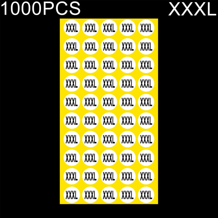 1000 PCS Round Shape Size Sticker Clothes Size Label, Size: XXXL