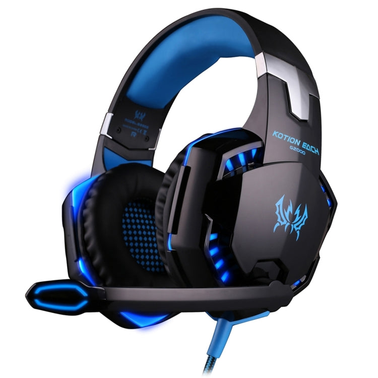 KOTION EACH G2000 Over-ear Game Gaming Headphone Headset Earphone Headband with Mic Stereo Bass LED Light for PC Gamer, Cable Length: About 2.2m(White + Red)