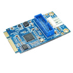 MINI PCI-E to USB 3.0 Front 19 Pin Desktop PC Expansion Card with 4 Pin Power Connection Port