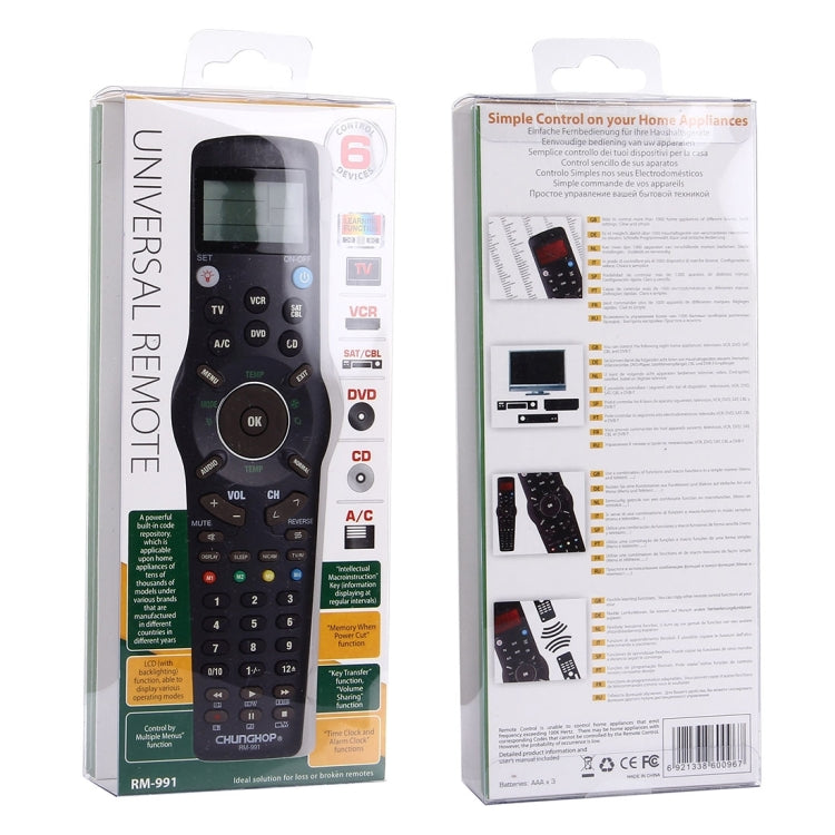 CHUNGHOP RM-L991 Universal LCD Remote Controller with Learning Function for TV VCR SAT CBL DVD CD A/C