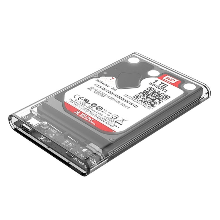 ORICO 2139C3-CR USB3.1 Type C Transparent External Hard Disk Box Storage Case for 9.5mm 2.5 inch SATA HDD / SSD
