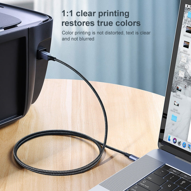 Ugreen Type-C / USB-C to Type-B Printer Nylon Braid Connect Data Cable, Length: 1.5m