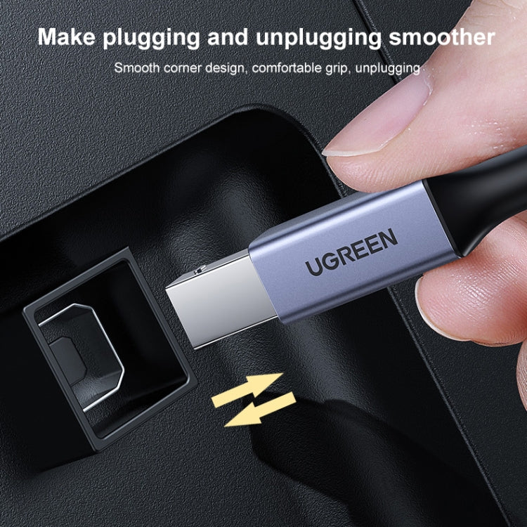 Ugreen Type-C / USB-C to Type-B Printer Nylon Braid Connect Data Cable, Length: 1.5m